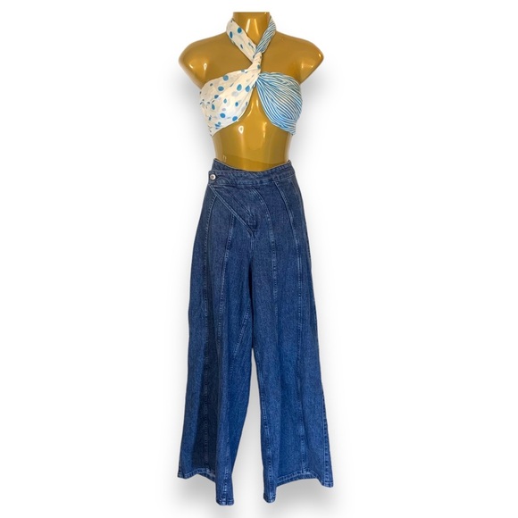 Social Tourist ultra high Rise Baggy wide leg cross over angled closure 27 - Picture 3 of 15